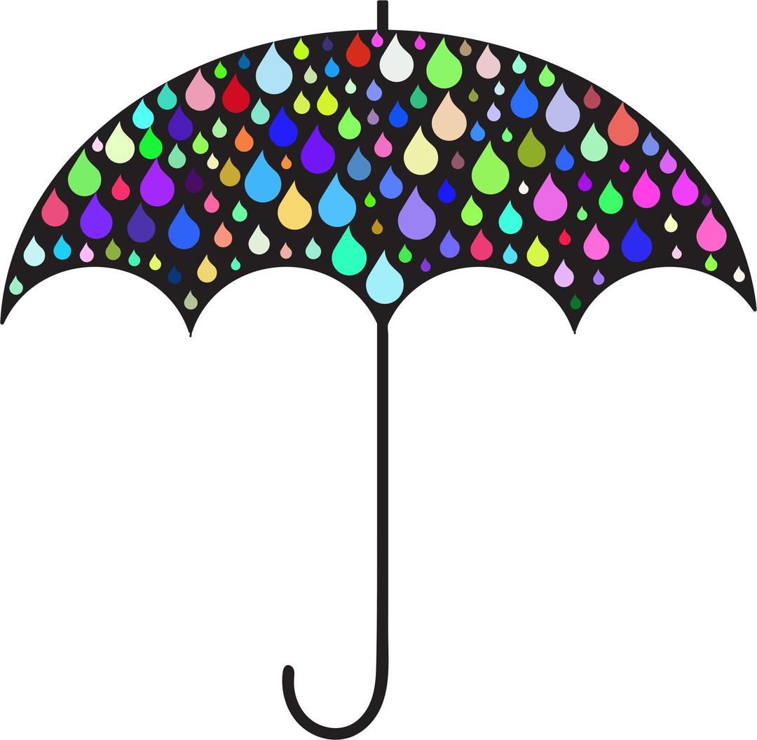 Prismatic Rain Drops Umbrella Silhouette png transparent