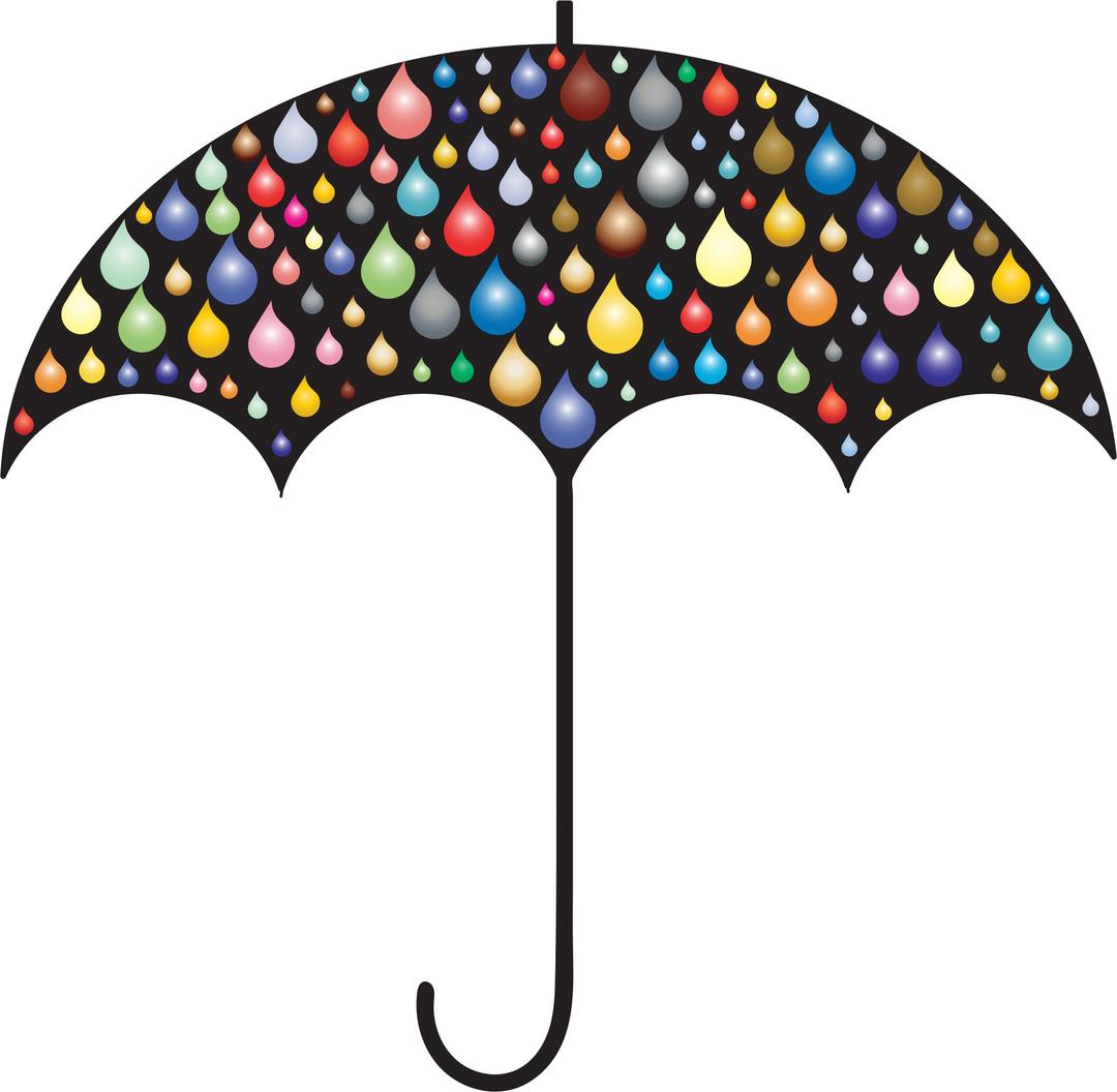 Prismatic Rain Drops Umbrella Silhouette 2 png transparent
