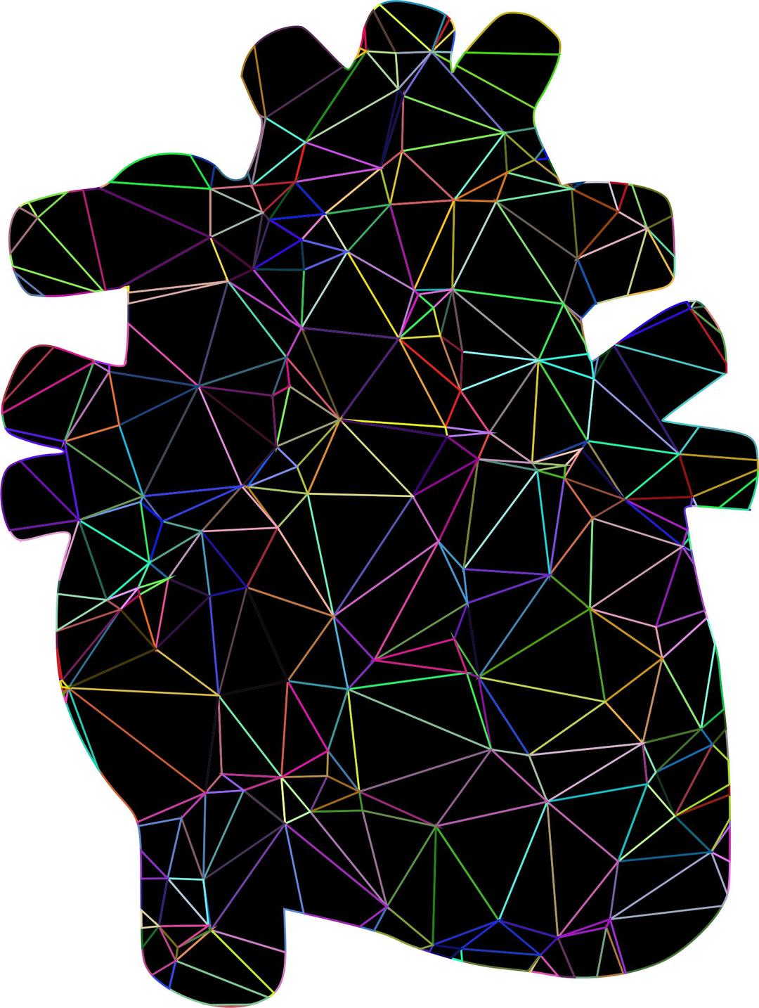 Prismatic Spacefem Low Poly Wireframe Heart With Background png transparent