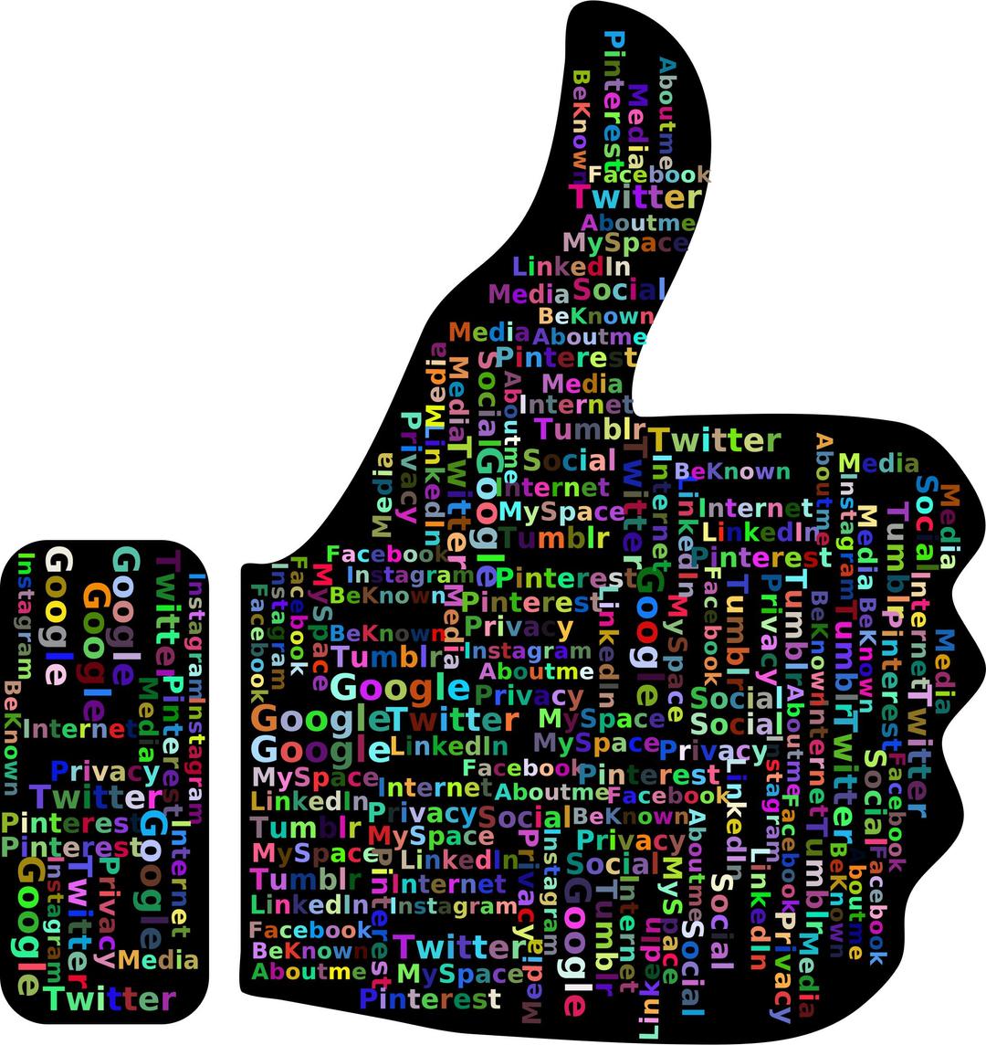 Prismatic Thumbs Up Social Media Word Cloud 2 png transparent