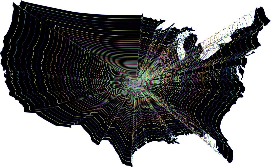 Prismatic US Map Outline Zoom png transparent