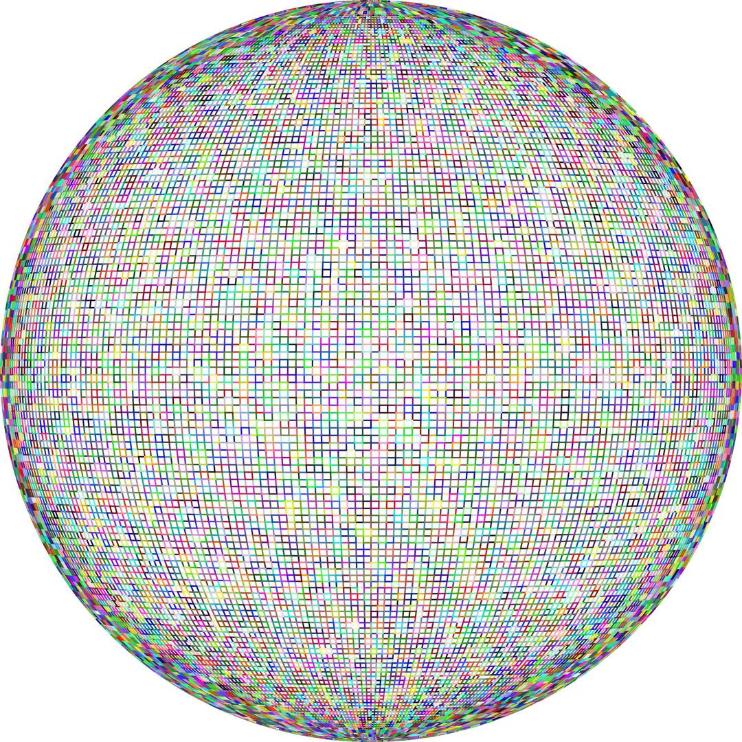 Prismatic Wireframe Sphere No Background png transparent