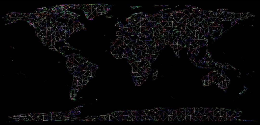 Prismatic World Map Polygonal Wireframe png transparent