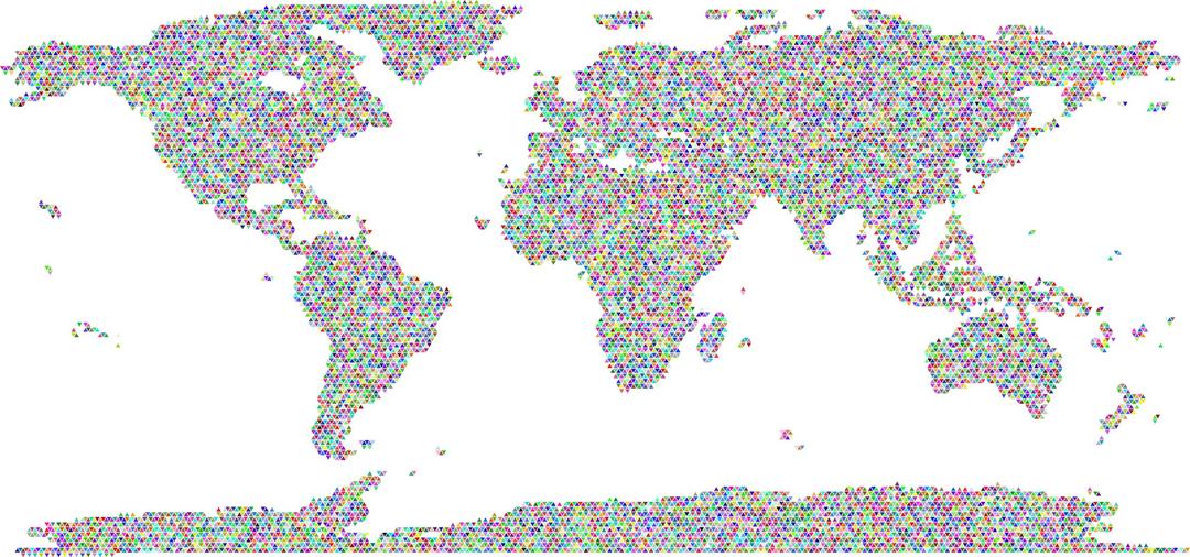 Prismatic World Map Triangularized Mosaic png transparent