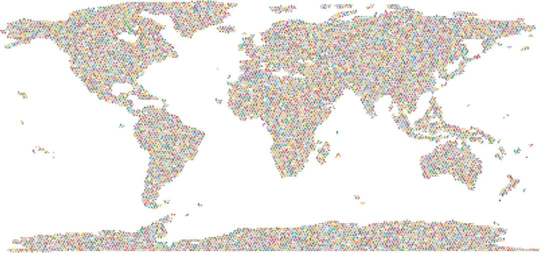 Prismatic World Map Triangularized Mosaic 2 No Background png transparent
