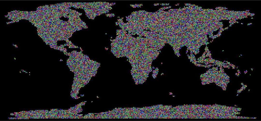 Prismatic World Map Triangularized Mosaic With Background png transparent