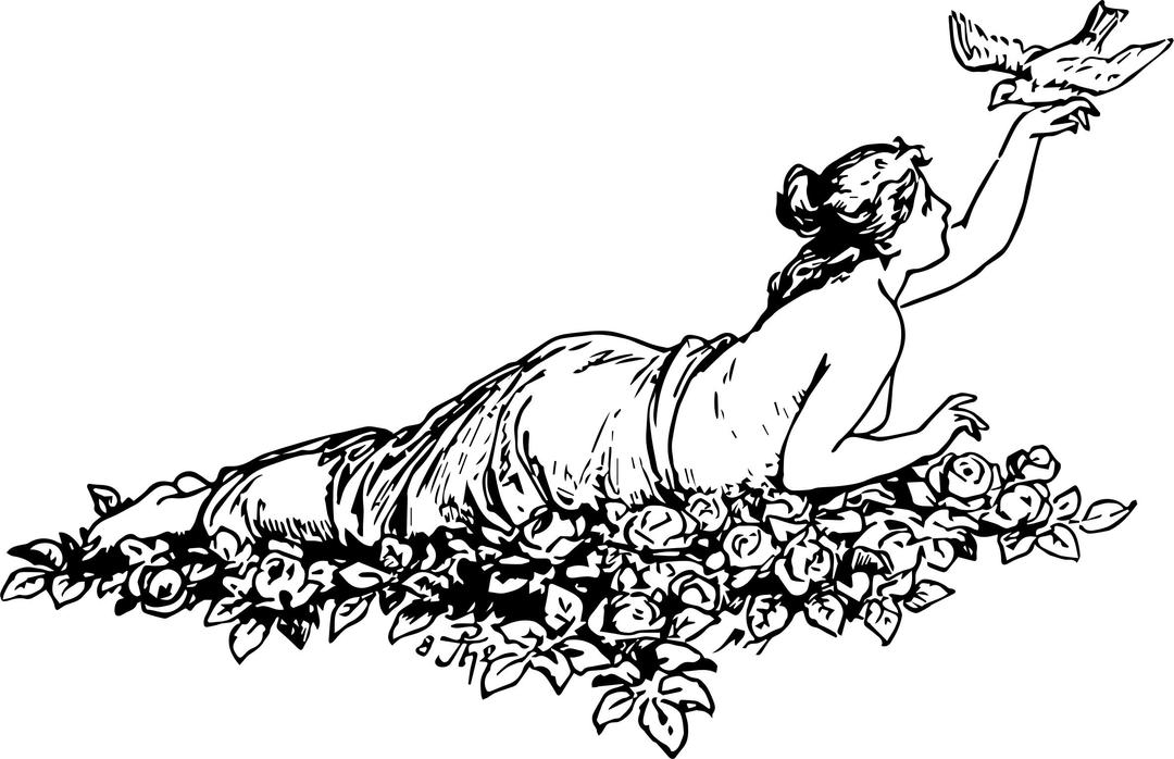 Psyche reclining with dove png transparent