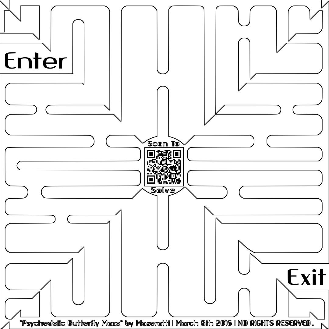 Psychedelic Butterfly Maze Coloring Page png transparent