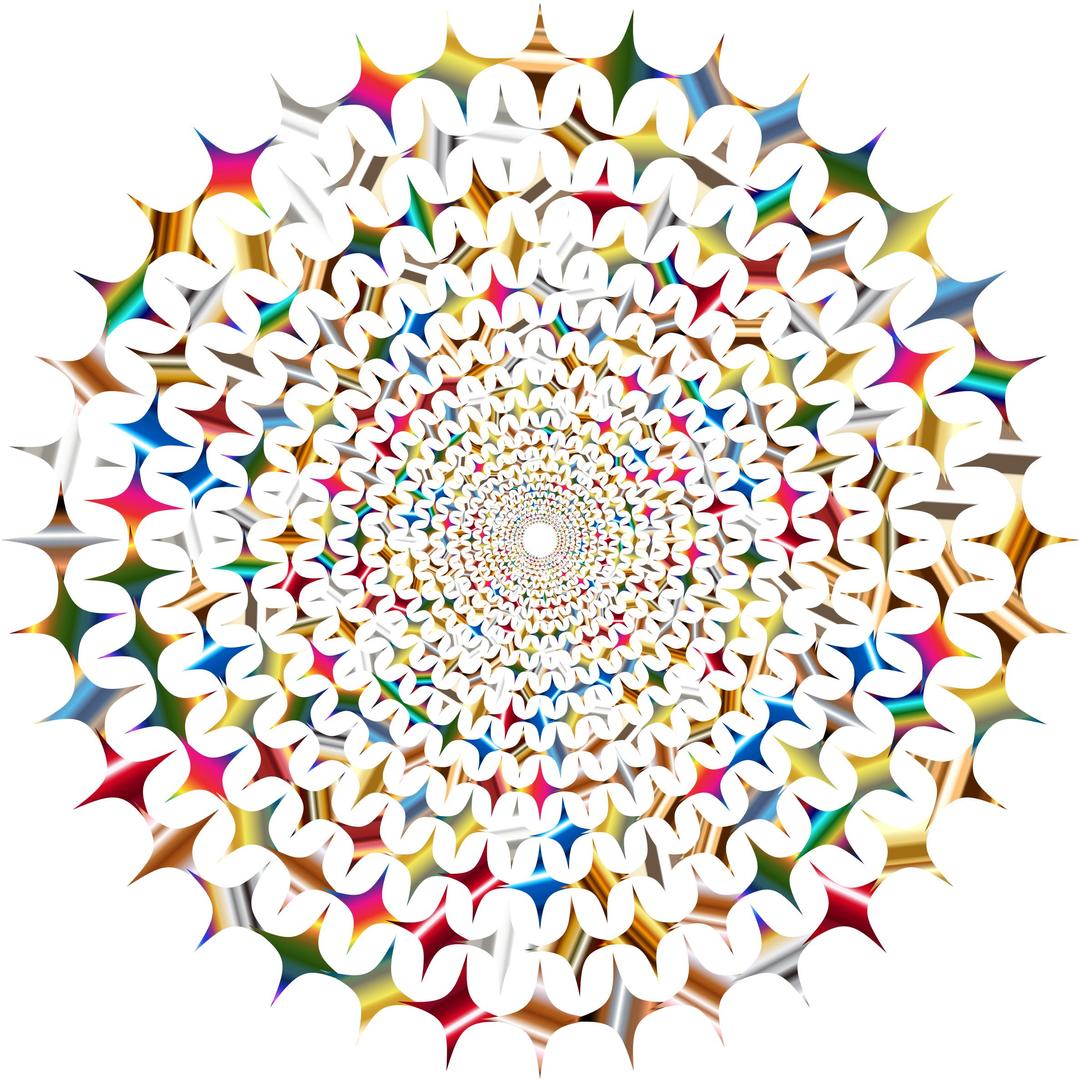 Psychedelic Colorful Concentric Stars Vortex png transparent