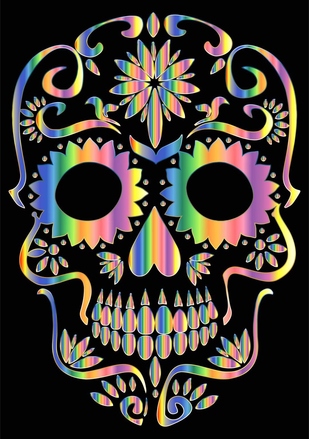 Psychedelic Sugar Skull Silhouette png transparent