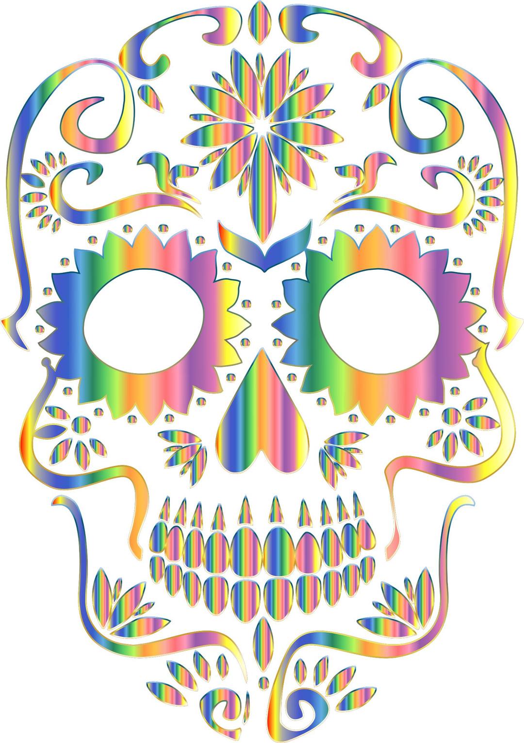 Psychedelic Sugar Skull Silhouette No Background png transparent