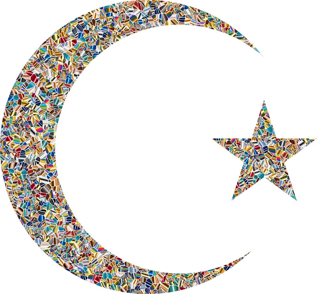 Psychedelic Tiled Crescent Moon And Star png transparent