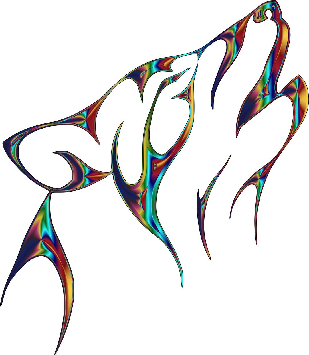 Psychedelic Tribal Wolf No Background png transparent
