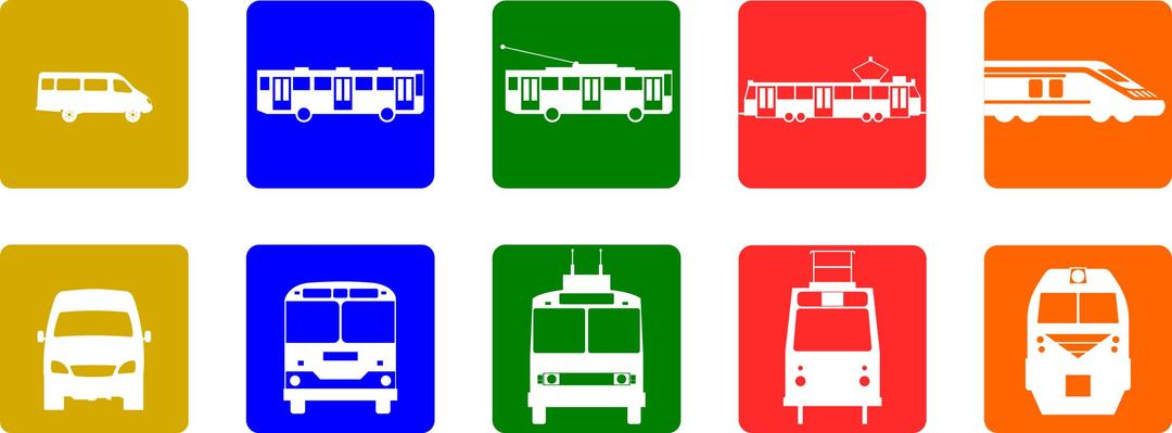 Public transport pictograms png transparent
