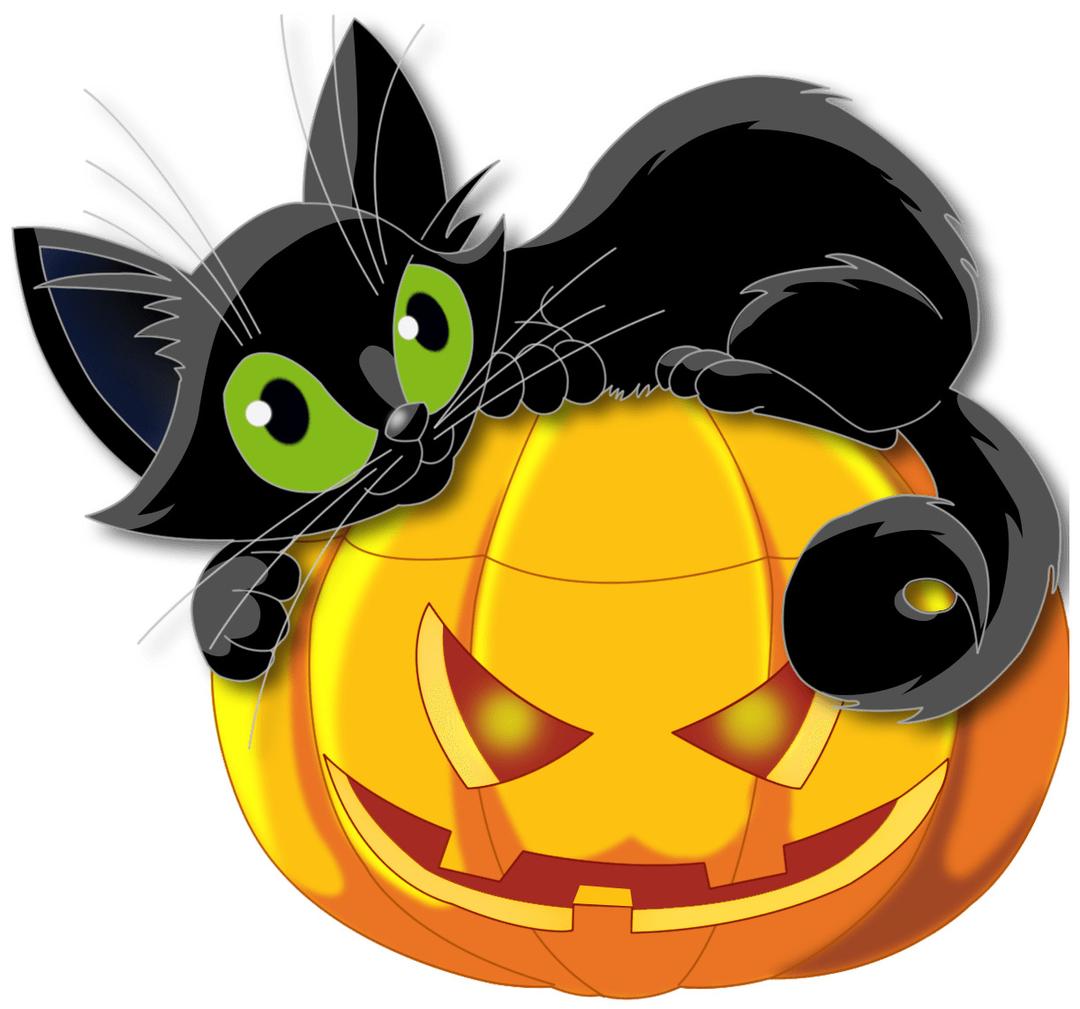Pumpkin and Cat Halloween png transparent