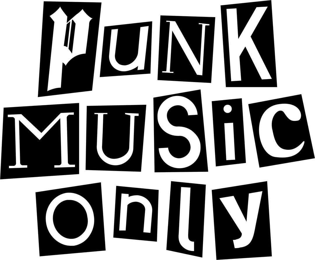 "Punk Music Only" Black and White Artwork png transparent