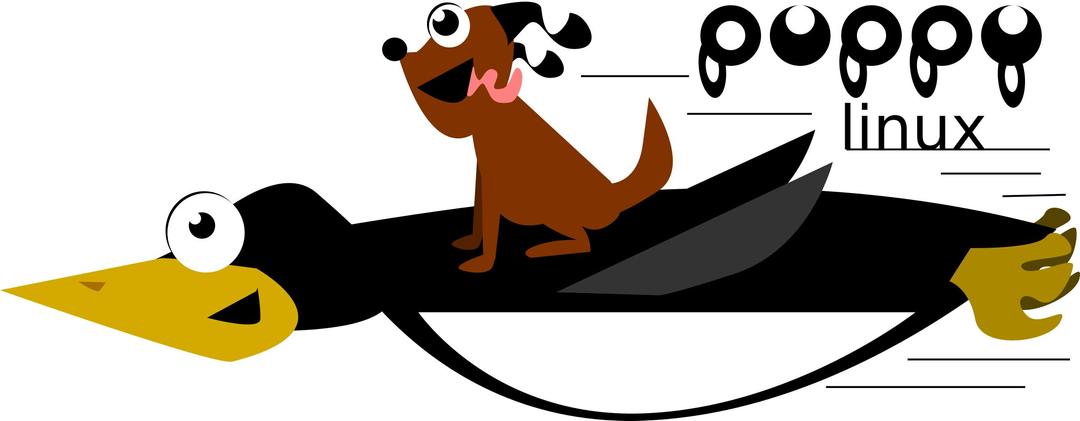 Puppy Linux Logo with Tux png transparent