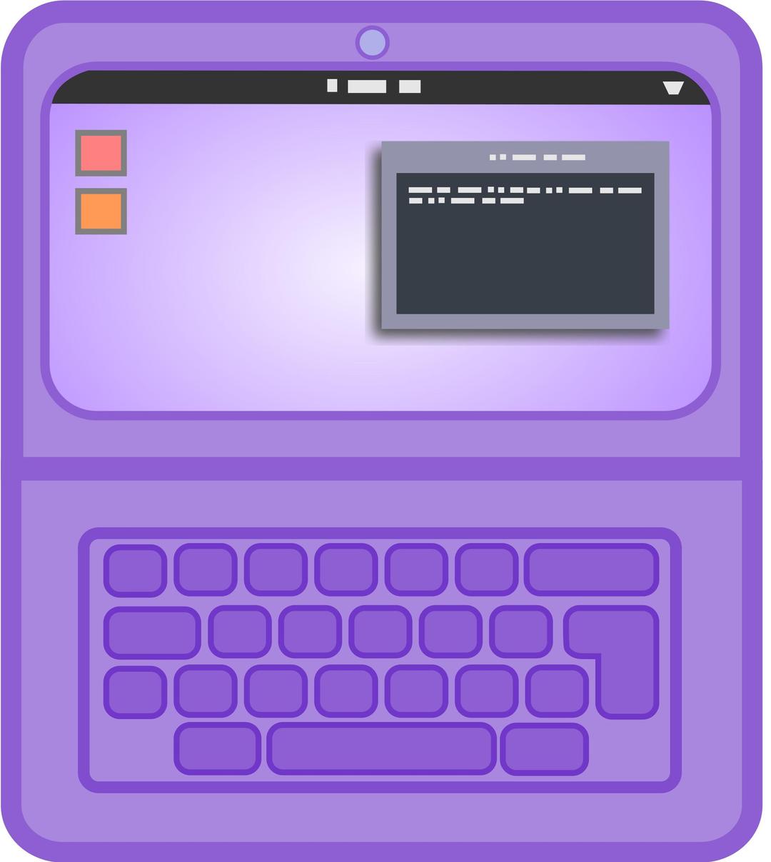 Purple Laptop with Gnome png transparent