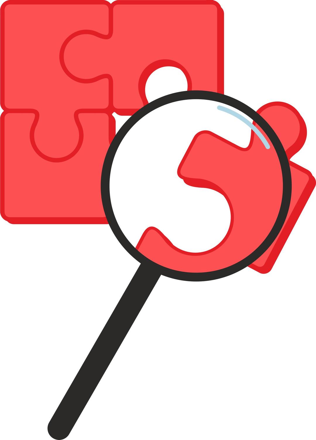 Puzzle pieces with magnifying glass png transparent