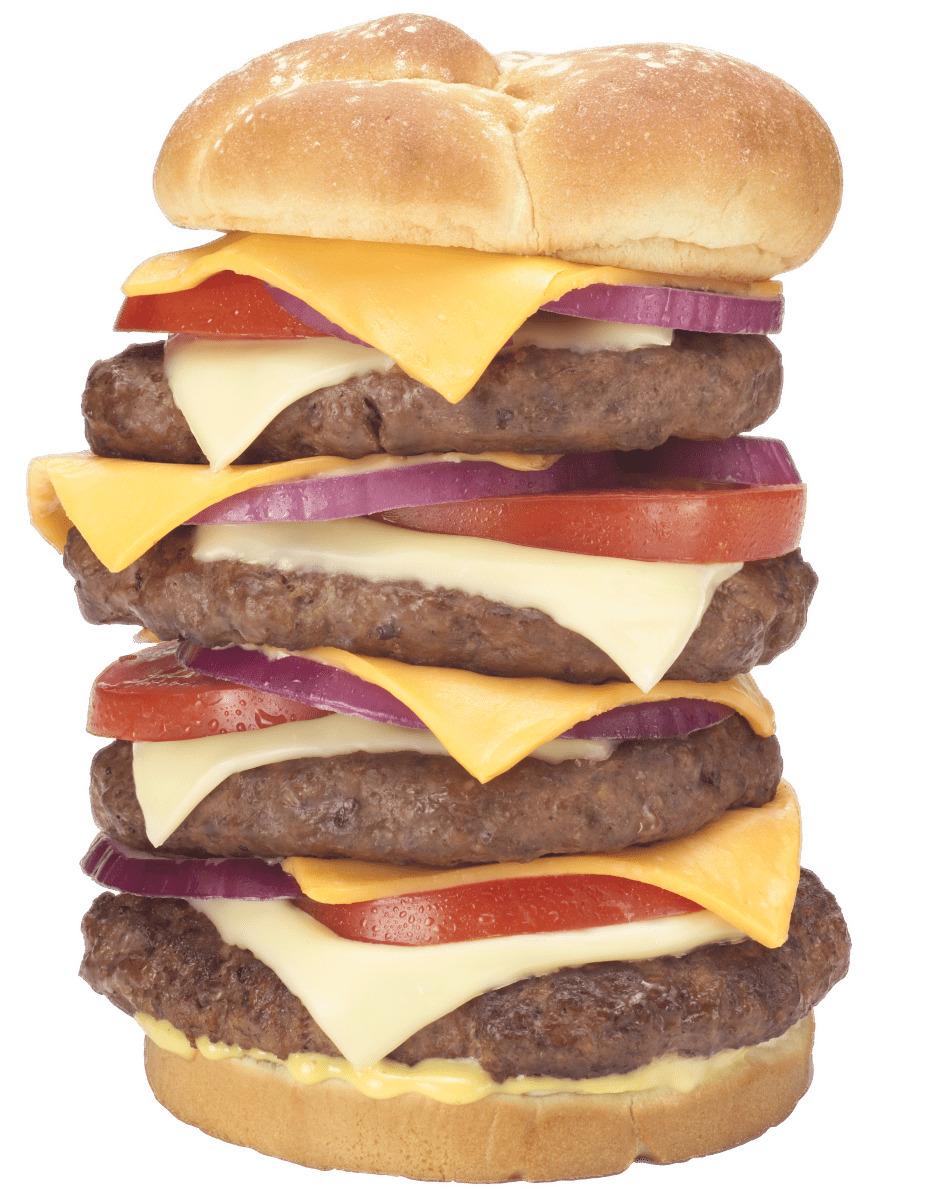 Quadruple Bypass Burger At Heart Attack Grill 9982 Calories png transparent