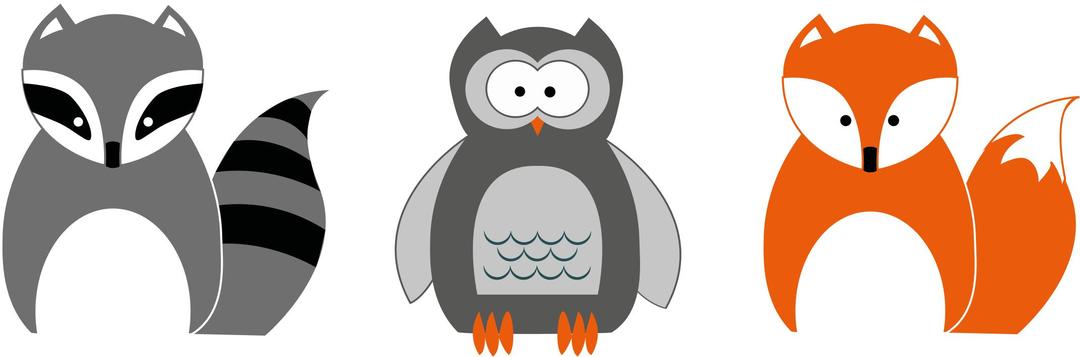Raccoon Owl And Fox png transparent