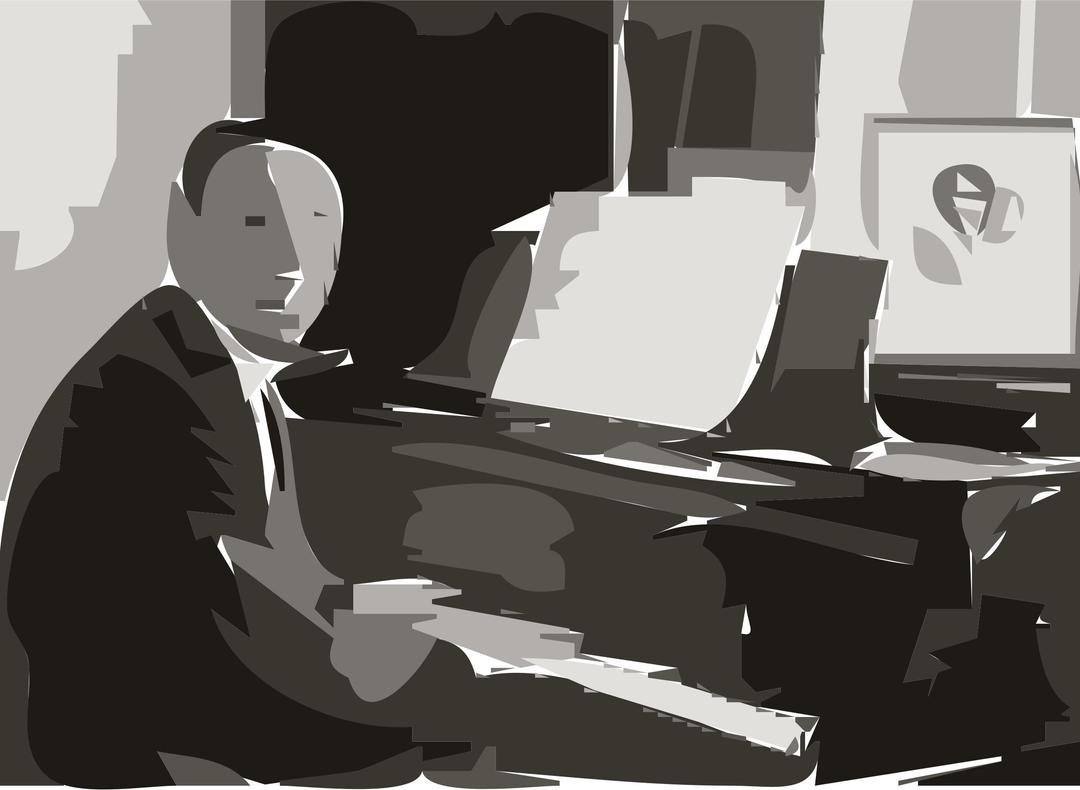 Rachmaninoff playing Steinway grand piano in 1936 (autotrace) png transparent