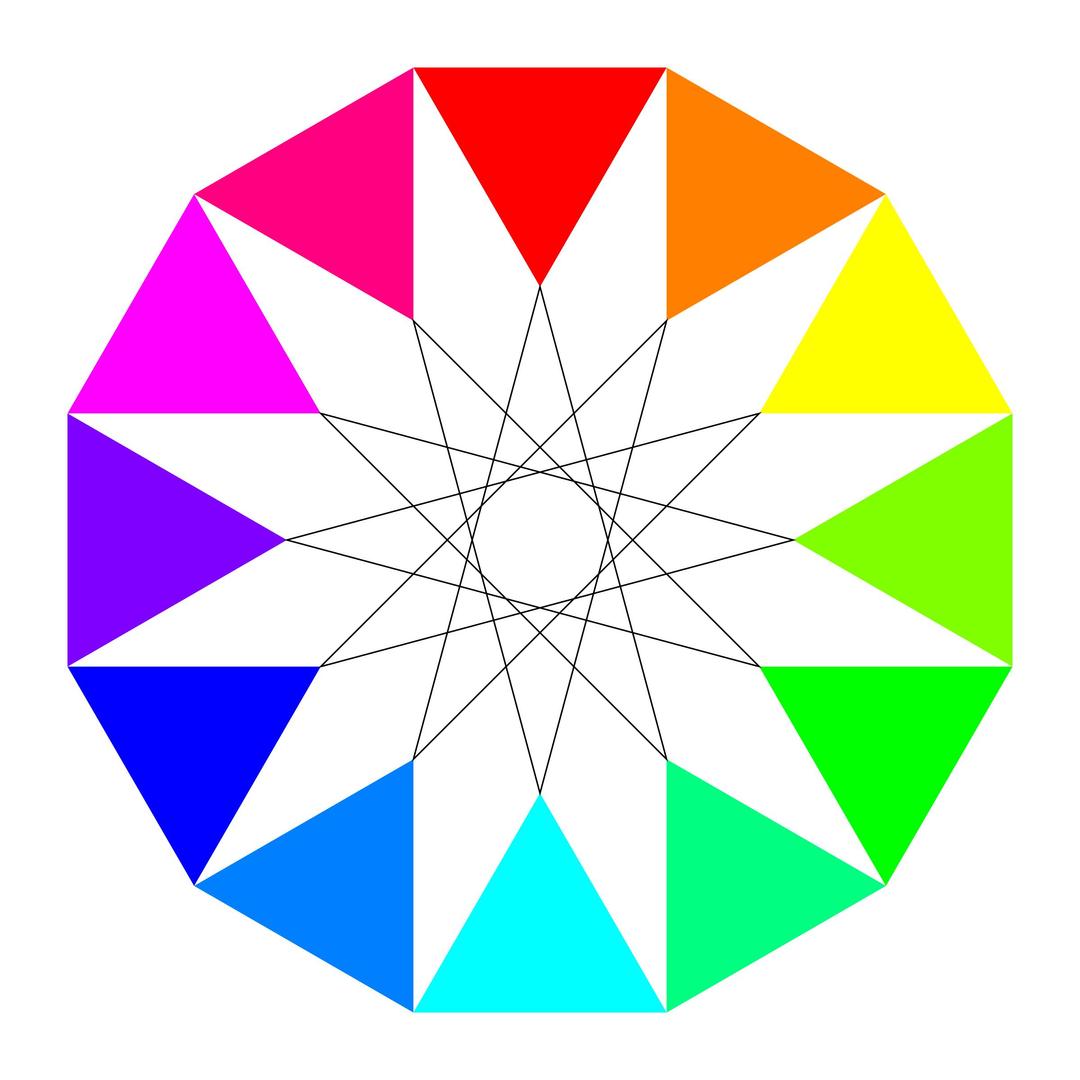 rainbow dodecagon and black dodecagram png transparent