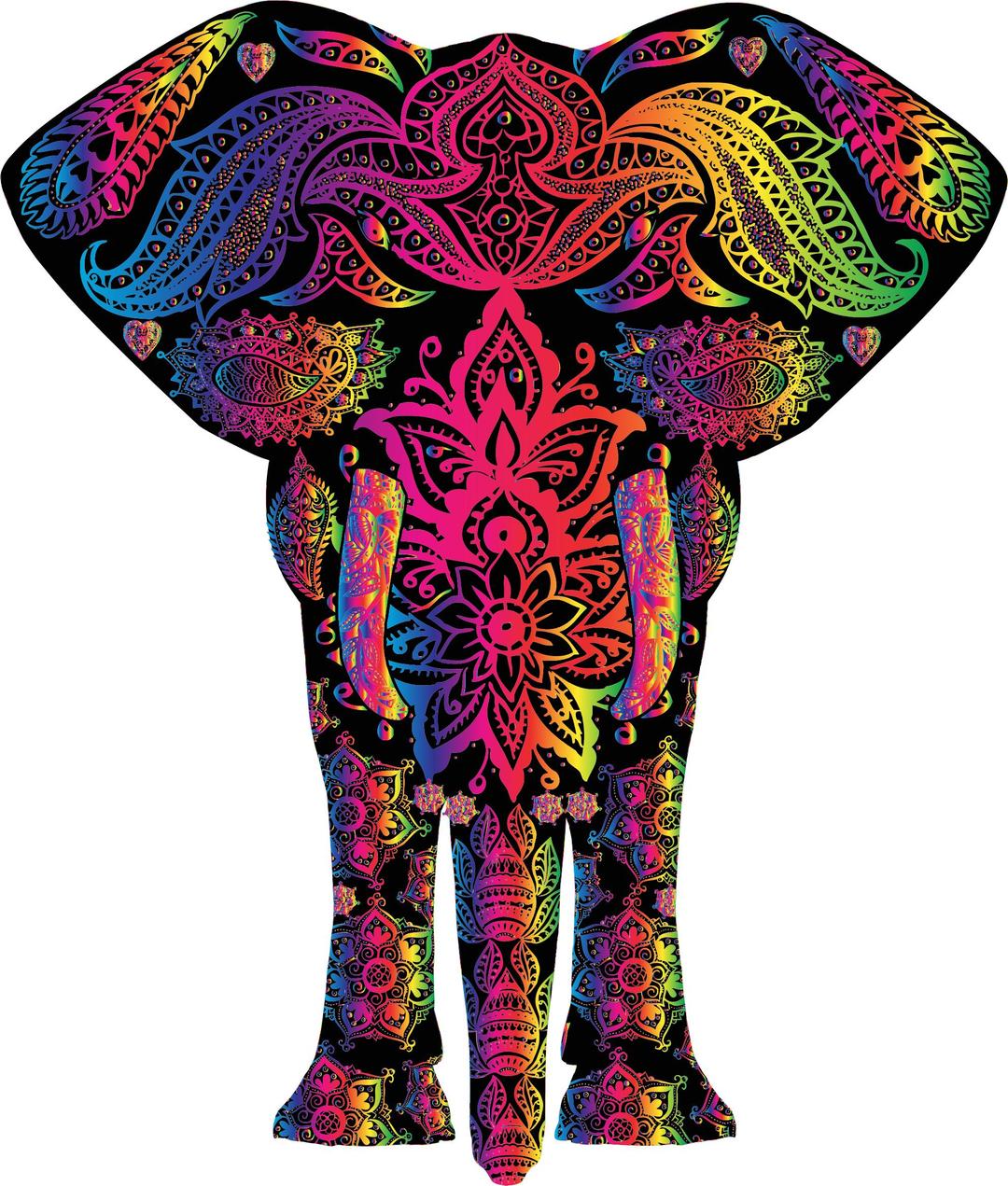 Rainbow Floral Pattern Elephant png transparent