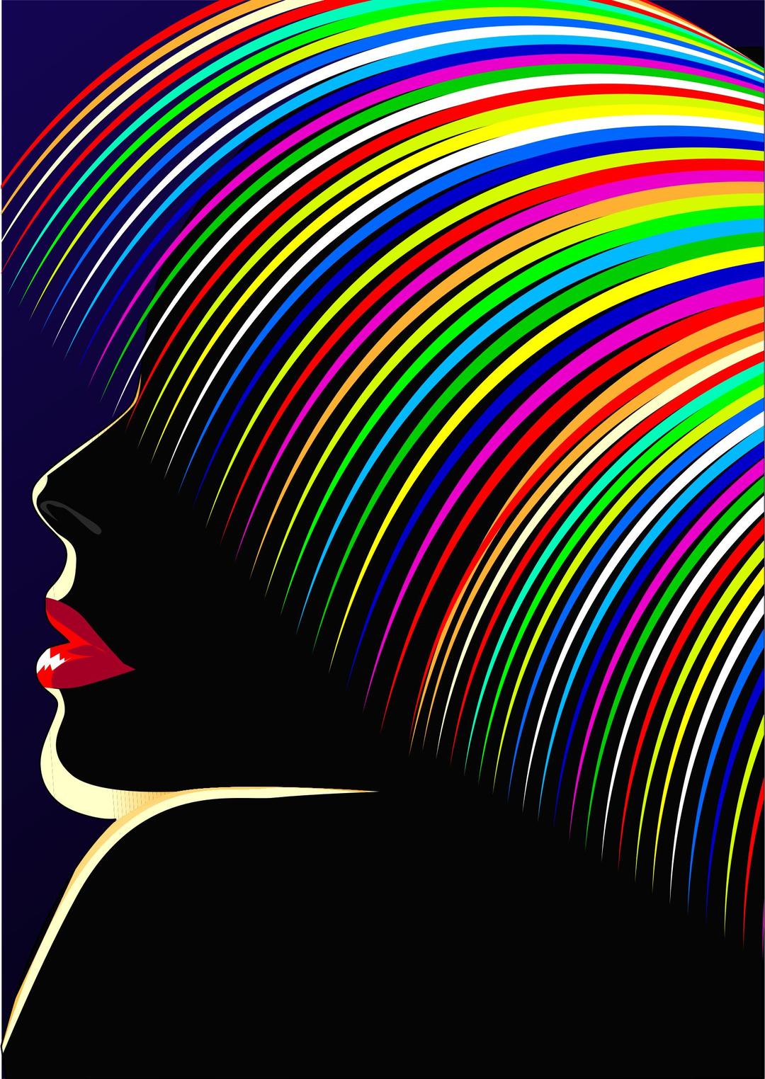 Rainbow Hair Woman Silhouette png transparent