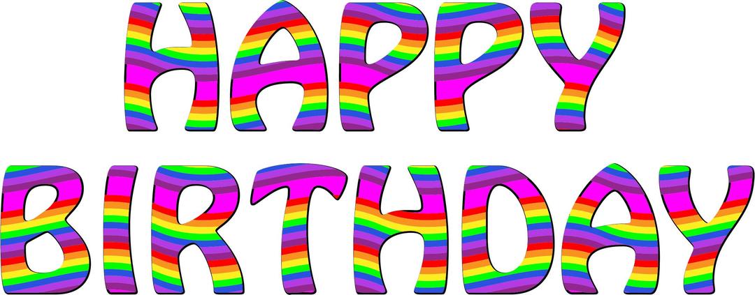Rainbow Happy Birthday Typography png transparent