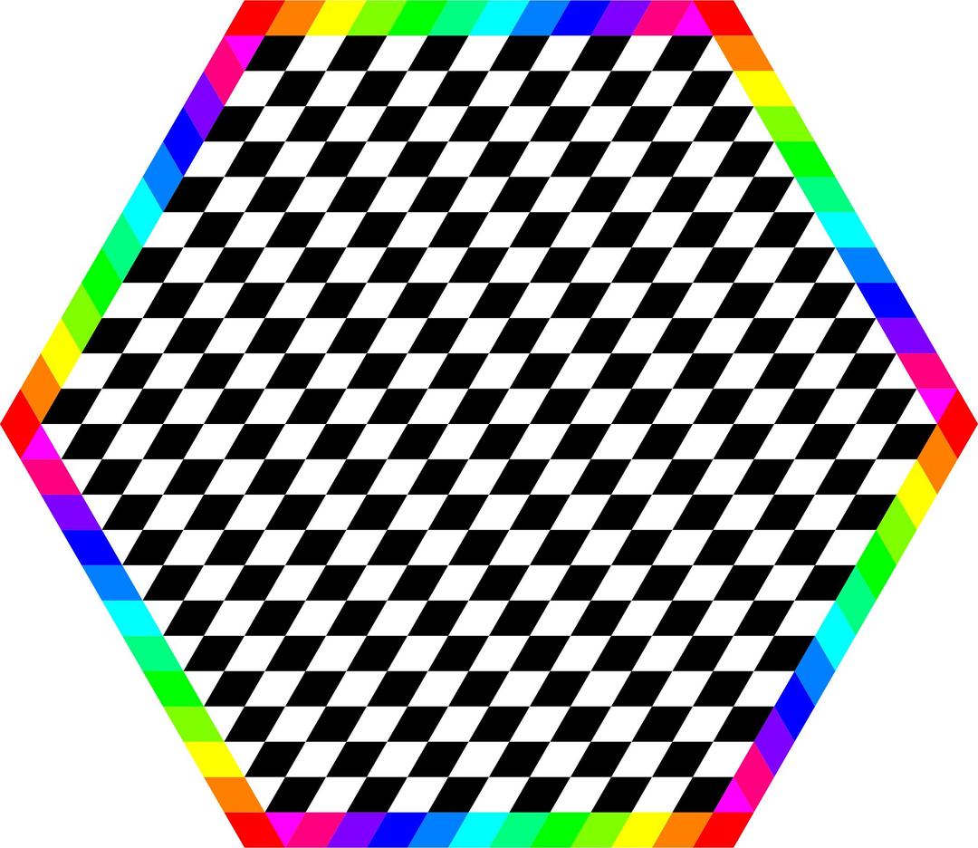 Rainbow Hexagon Ring with chessboard inside png transparent