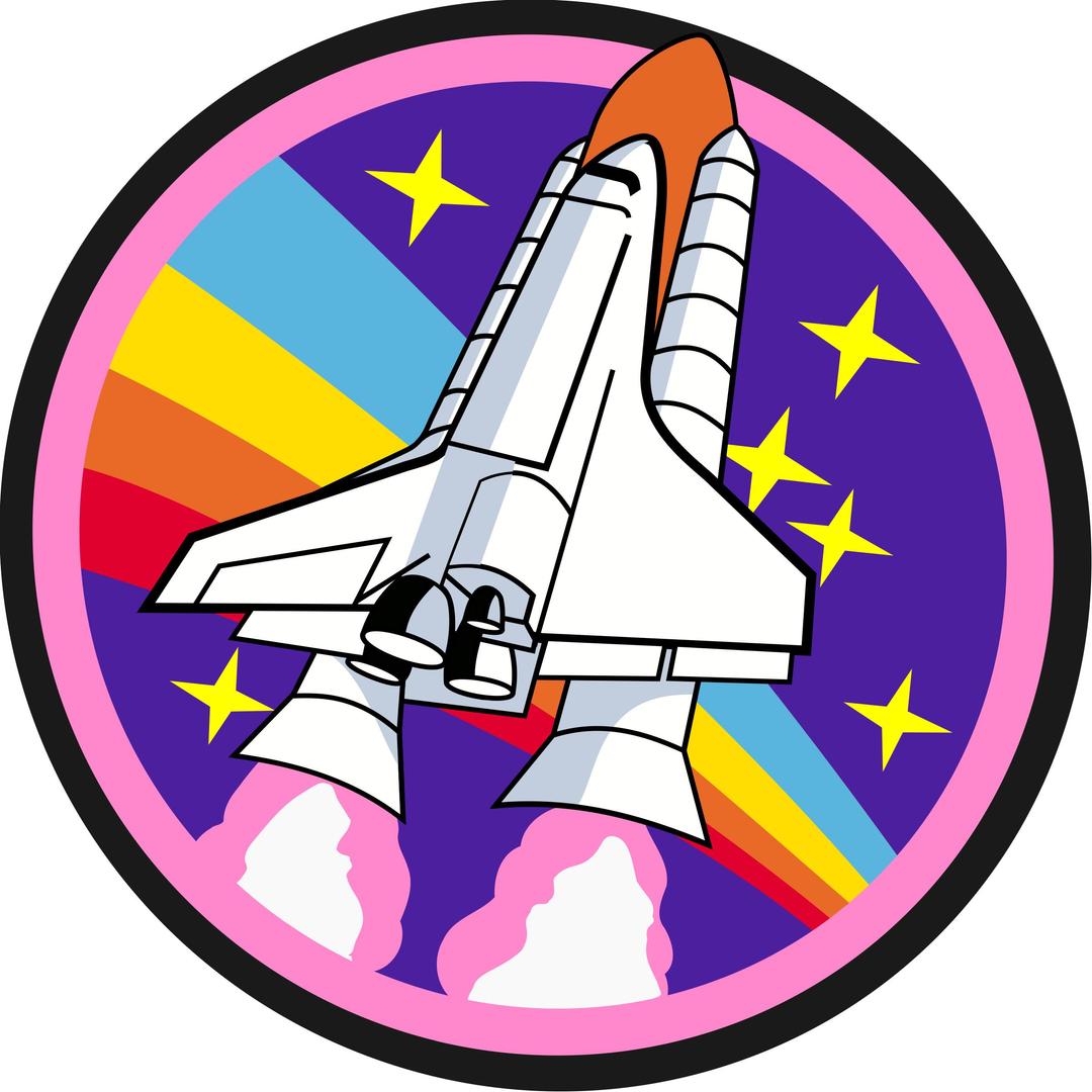 Rainbow rocket badge png transparent