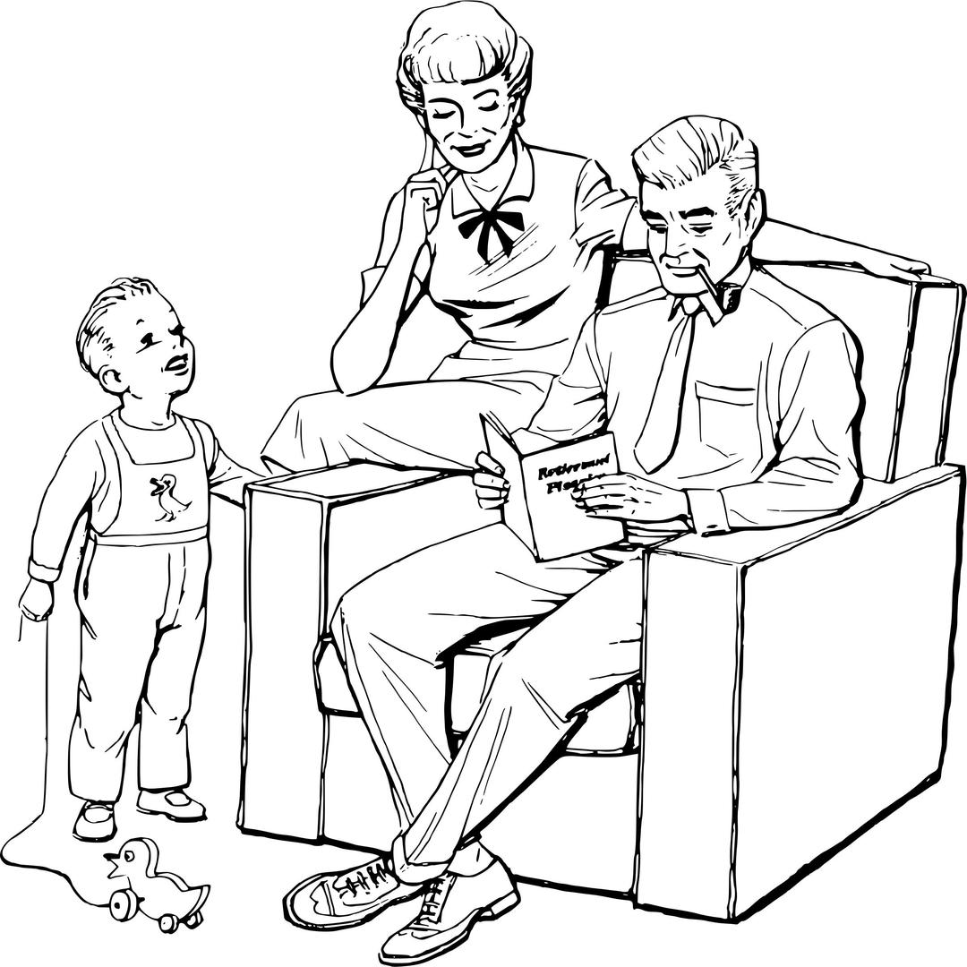Reading family png transparent