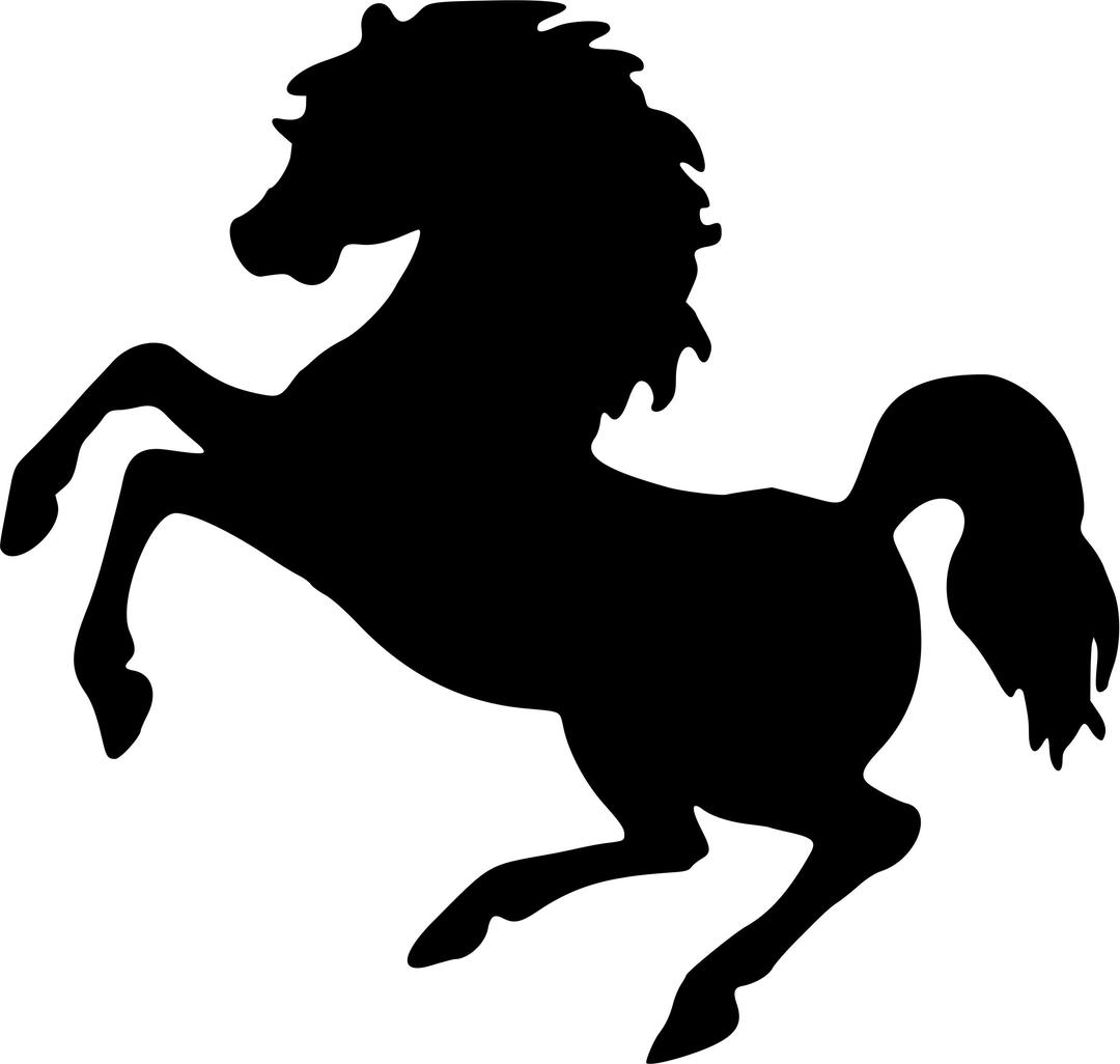 Rearing horse (silhouette) png transparent