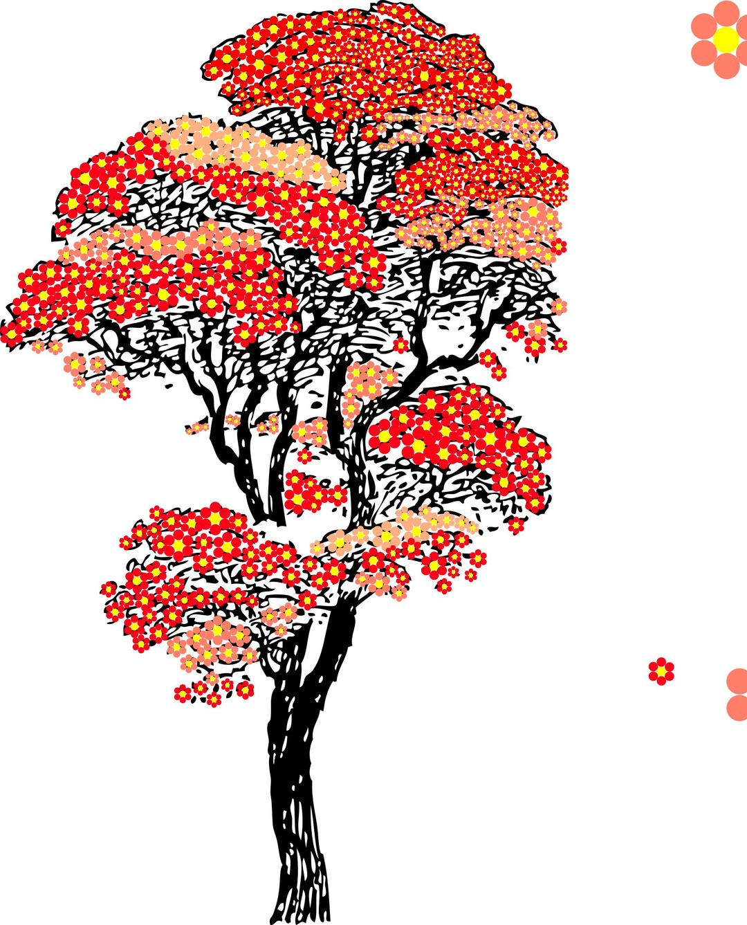 Red aifowers tree png transparent