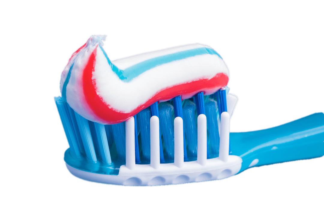 Red and Blue Toothpaste on Brush png transparent