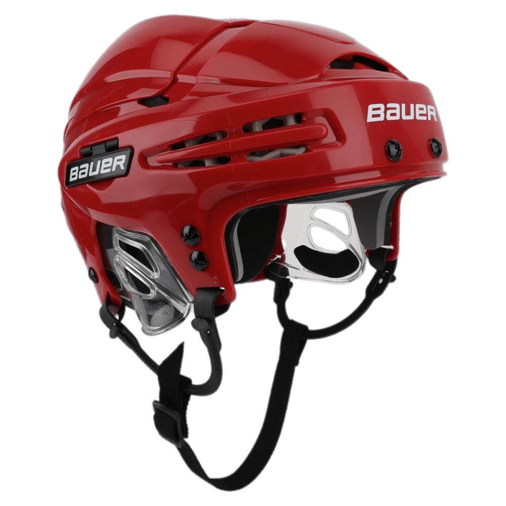 Red Bauer Hockey Helmet png transparent