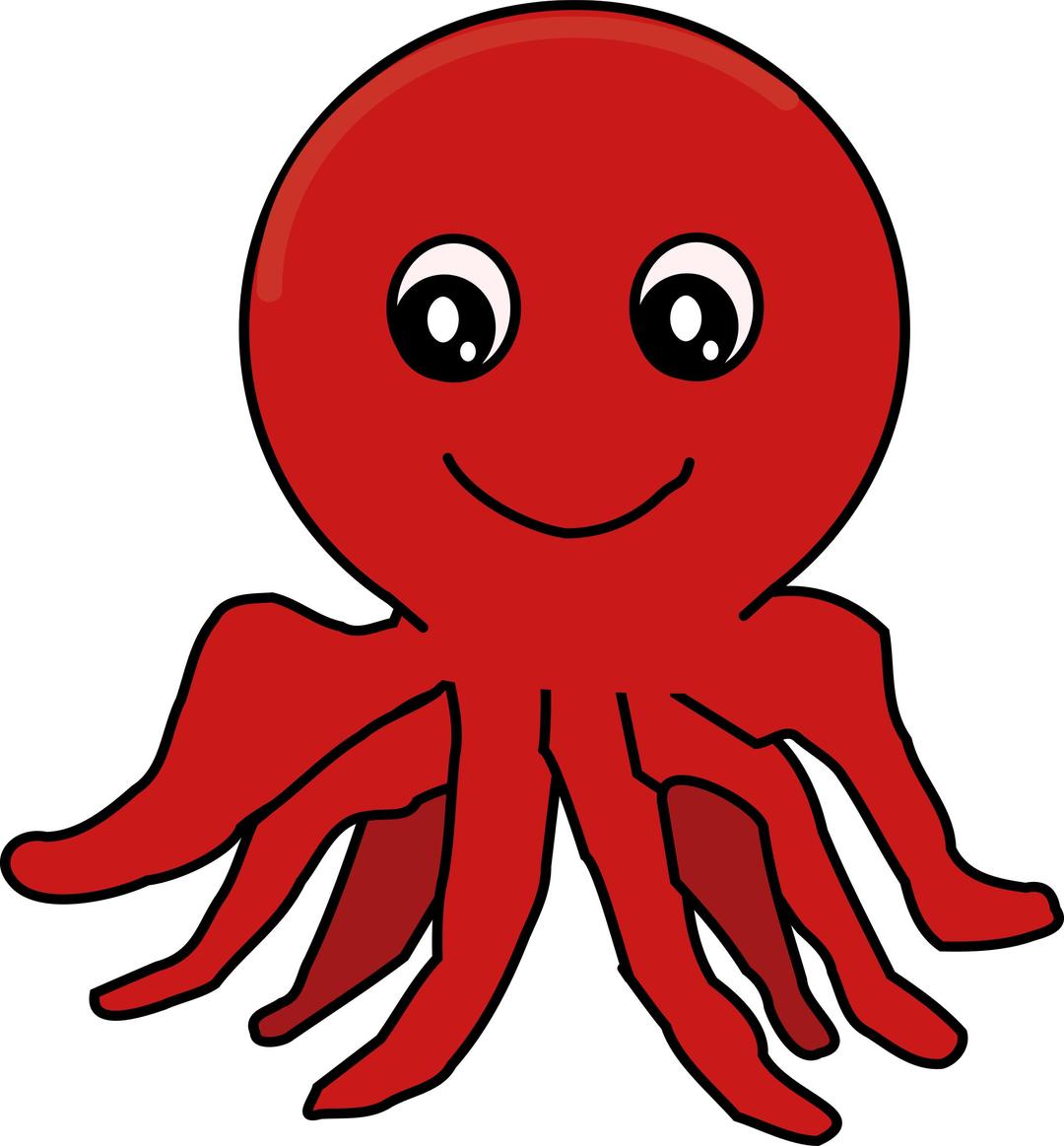 Red Cartoon Octopus png transparent