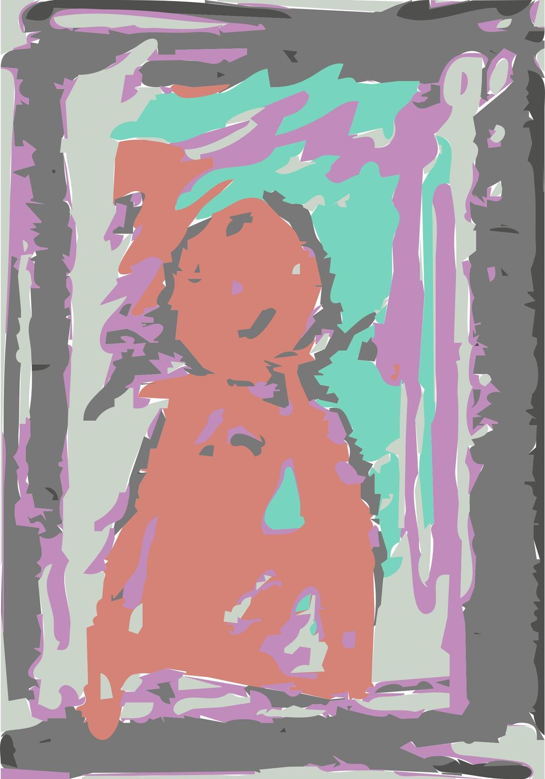 Red figure with multi color crayons png transparent
