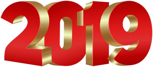 Red Gold 2019 Happy New Year png transparent