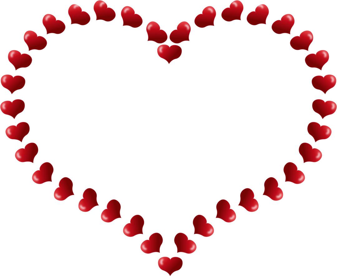 Red Heart Shaped Border with Little Hearts png transparent