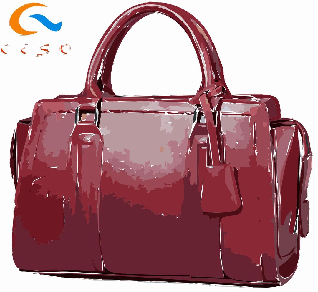 Red Leather Handbag with Logo png transparent