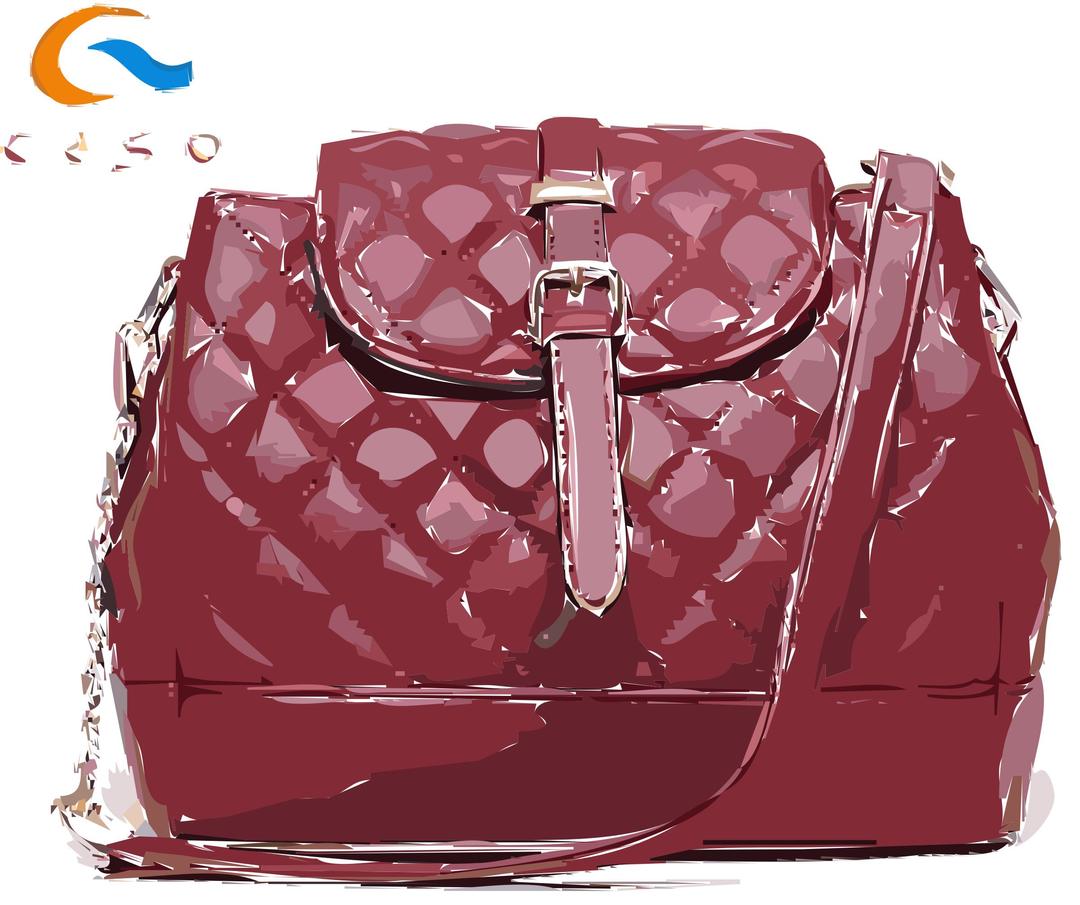 Red Patterned Leather Bag with Logo png transparent