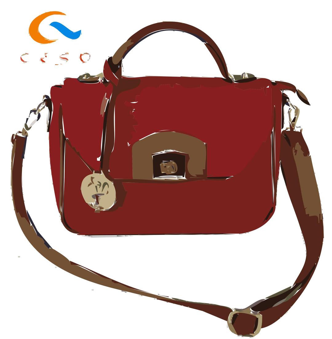 Red Purse with Brown Handles WITH Logo png transparent