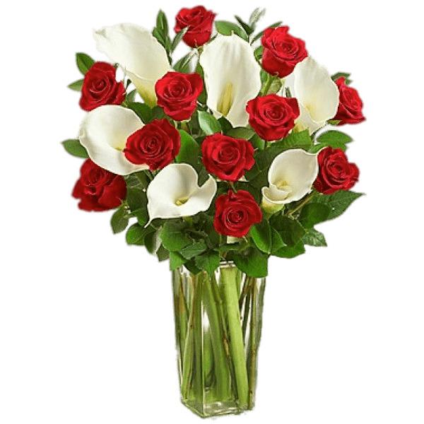 Red Roses and White Calla Lillies Bouquet png transparent