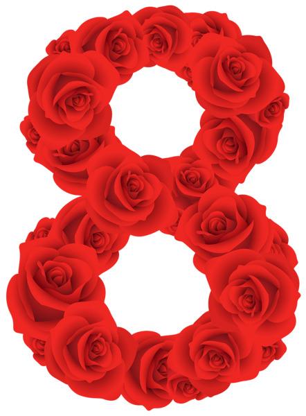 Red Roses Eight Number png transparent