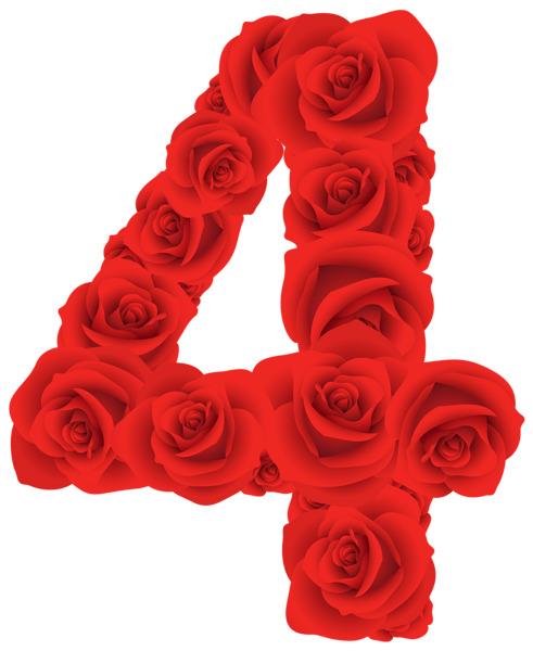 Red Roses Four Number png transparent