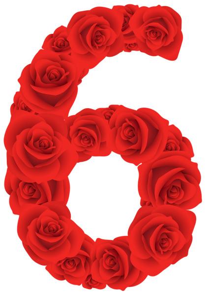 Red Roses Six Number png transparent