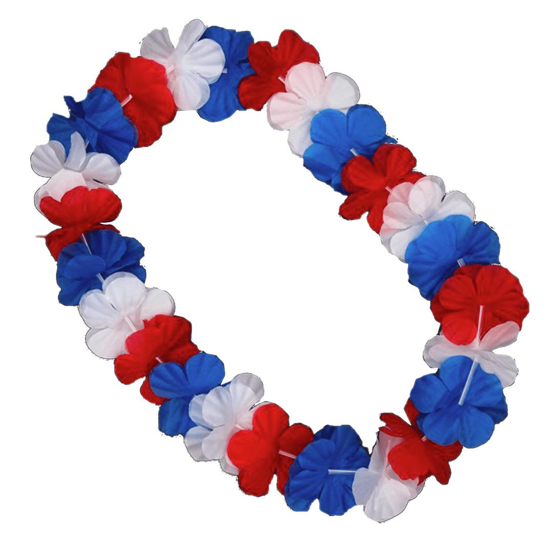 Red, White and Blue Hawaiian Flower Necklace png transparent