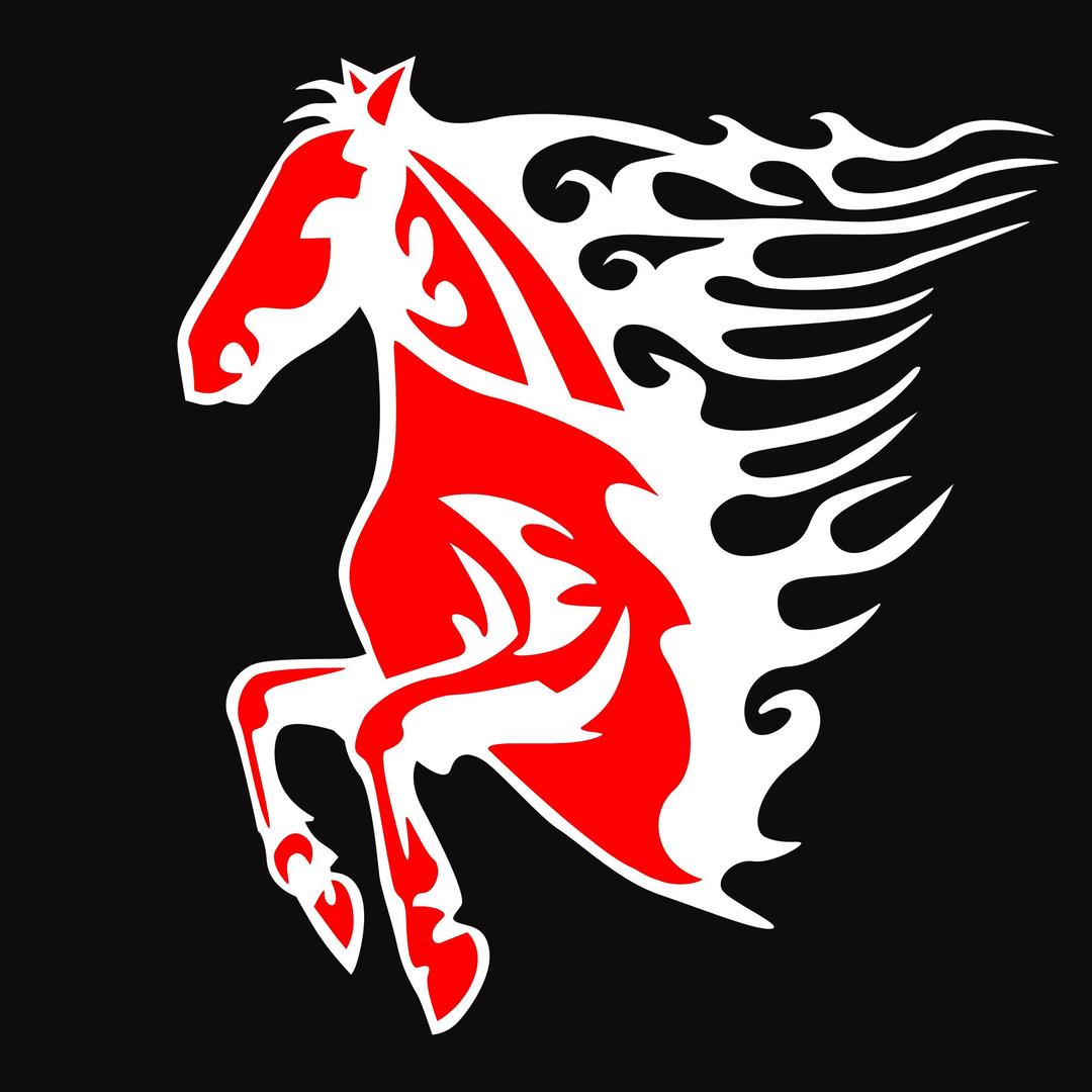 Red White Flame Horse png transparent